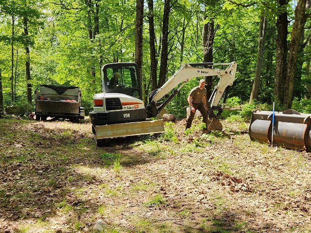 May 2025 - Flint Road: The submerged in earth section of the kiosk legs rotted out so Jeff scabbed on new pressure treated timbers to provide new extensions.