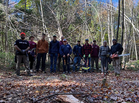 Candia Scout Troop 120 clearing trails at Deerfield Road Town Forest.